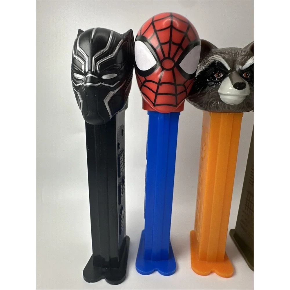 Lot Of 6 Marvel PEZ Dispensers Spider-Man Black Panther Groot Rocket Raccoon